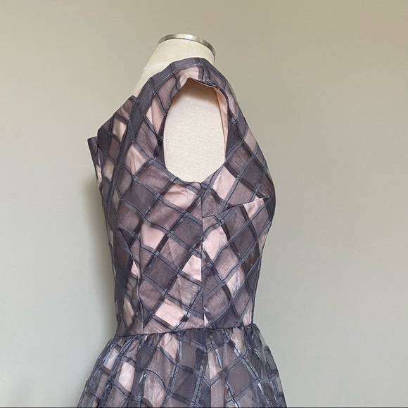 Asos Little Mistress Gray and Pink Windowpane Midi Dress, size 4 - Picture 5 of 14